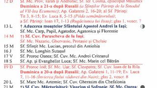 Calendar ortodox octombrie 2025