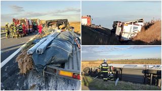 Accident grav pe A1! Cinci persoane au fost rănite în impactul în care a fost implicat și un TIR