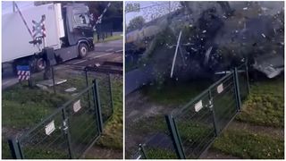 Imagini terifiante cu momentul în care un TIR este spulberat de tren, în Olanda. 5 persoane au fost rănite