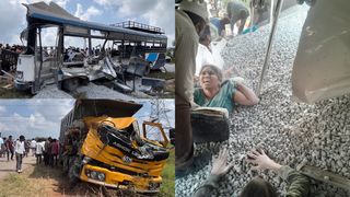 VIDEO Autocar cu 70 de pasageri, spulberat de un camion încărcat cu pietriș. Cel puțin 20 de oameni și-au pierdut viața