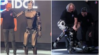 VIDEO Umilință pentru Putin. Robotul AI produs de Rusia s-a prăbușit pe scenă, după câțiva pași împleticiți