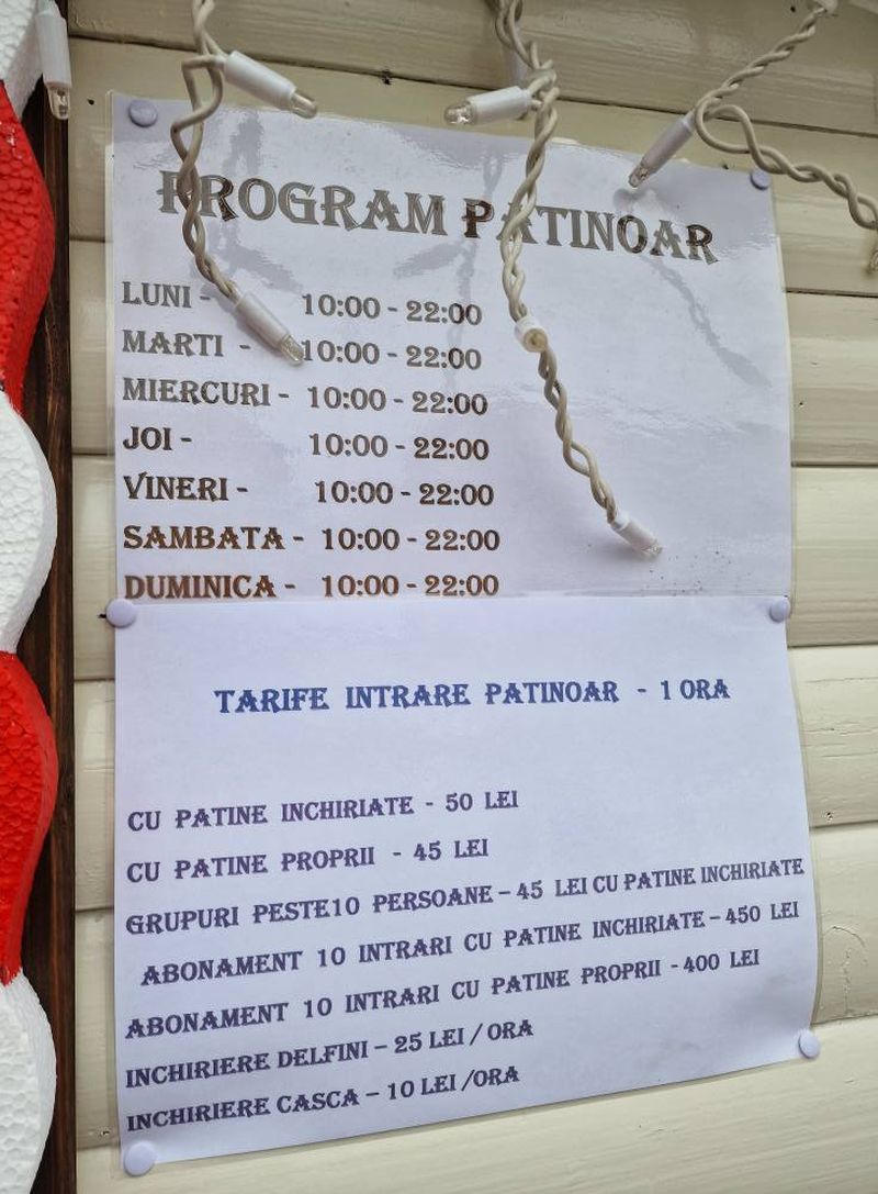 Prețuri patinoar - Târgul de Crăciun din Craiova 2025