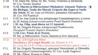Calendar ortodox noiembrie 2025