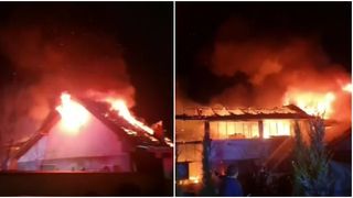 VIDEO Case cuprinse de flăcări în județul Timiș