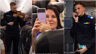 VIDEO Imnul României, interpretat la vioară într-un avion TAROM, la peste 10.000 de metri altitudine. Cine este tânărul jandarm care a emoționat o țară întreagă