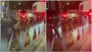 Un motociclist a fost filmat circulând pe linia tramvaiului 41