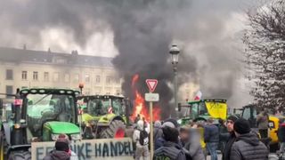 VIDEO Haos pe străzile din Bruxelles după protestul fermierilor
