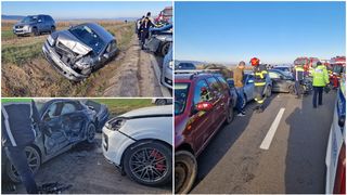 Carambol pe DN11, 7 mașini implicate: 17 victime, printre care și minori