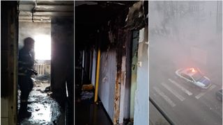 VIDEO Explozie urmată de incendiu &icirc;ntr-un bloc din Focșani. Operațiune de amploare a echipajelor de salvare