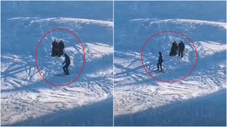 VIDEO Scene surprinzătoare pe Masivul Postăvaru! O femeie &icirc;n fustă, cobor&acirc;tă de jandarmi de pe p&acirc;rtie: &bdquo;P&acirc;rtia de schi nu este podium de modă&rdquo;