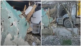 Un șofer de camion, aflat sub influența alcoolului, a intrat cu TIR-ul &icirc;n locuința unei bătr&acirc;ne, la Buzău