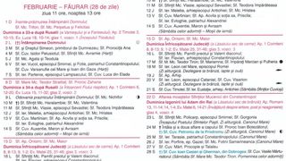 Calendar ortodox februarie 2026