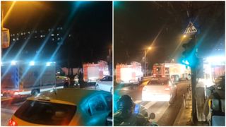 O autoutilitară care transporta 50 de butelii s-a răsturnat pe Şoseaua Fundeni, după ce un curier i-a tăiat calea