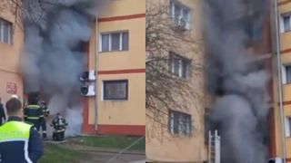 Incendiu puternic &icirc;ntr-un bloc din Reșița. Mai multe apartamente afectate