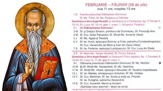 Ce sărbătoare este &icirc;n Calendarul ortodox pe 10 februarie 2026?