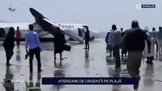 VIDEO Un avion a aterizeazat de urgență pe plajă, &icirc;n capitala Somaliei. Toți pasagerii și echipajul sunt &icirc;n siguranță