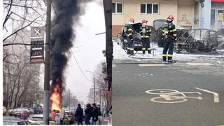 Incendiu devastator &icirc;n Capitală. Un om a murit, altul este rănit, după ce mai multe mașini au luat foc