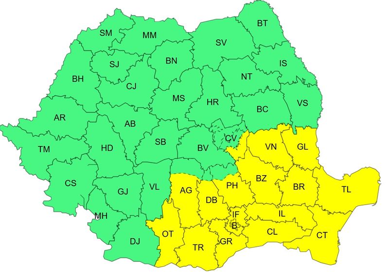 cod galben ninsori, avertizare ANM 