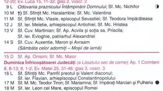 Calendar ortodox februarie 2026