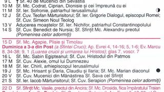 Calendar ortodox martie 2026