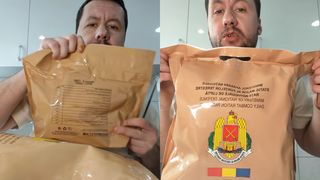 VIDEO Ce conține rația unui militar rom&acirc;n. Măn&acirc;ncă și bea o zi &icirc;ntreagă din ea 