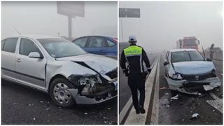 VIDEO Carambol &icirc;n Constanța. 9 mașini implicate &icirc;n accidentul &icirc;n lanț, 2 persoane au fost rănite