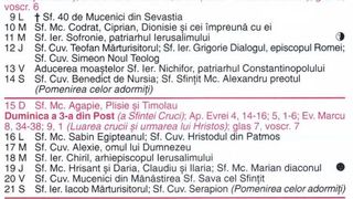 Calendar ortodox martie 2026