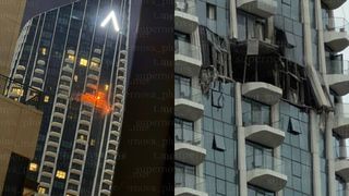 VIDEO Un zg&acirc;r&acirc;ie-nori din Dubai, "găurit" de dronele Iranului