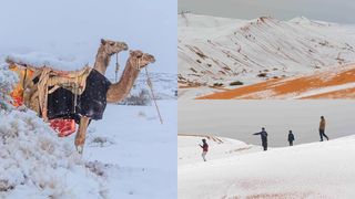 Deșertul Sahara, acoperit de zăpadă. Imagini incredibile cu un fenomen meteo rarissim din Algeria