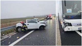 Un șofer a murit după ce a fost lovit de un autocar, pe DEx12. Bărbatul se afla cu mașina staționată parțial pe banda de refugiu