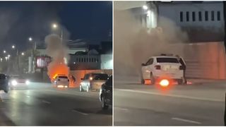 VIDEO Mașină de poliție din Iași, &icirc;n flăcări