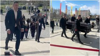 Mircea Lucescu a ajuns pe Arena Națională. Imagini cu sicriul fostului selecționer