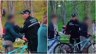 Un polițist local a bruscat un copil pe bicicletă
