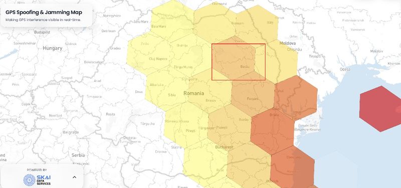 Harta cu zonele de spoofing ale sistemelor GPS