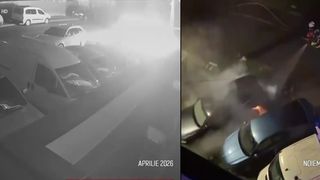 VIDEO S-au certat pentru o fată și a incendiat două mașini