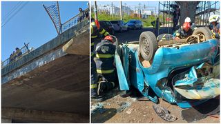 O șoferiță a murit după ce a căzut &icirc;n gol cu mașina de pe Pasarela Bucium. Filmul tragediei din Iași: &bdquo;Victima avea capul spart, i-am văzut creierul&rdquo;