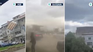 VIDEO &bdquo;A venit v&acirc;ntul și m-am trezit cu acoperișul peste mașină&rdquo;. Rom&acirc;nia, lovită de vijelii devastatoare