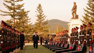 Kim Jong Un, liderul suprem din Coreea de Nord, la inaugurarea unui monument ruso-coreean