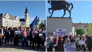VIDEO Sute de oameni au ieșit &icirc;n stradă pentru susținerea lui Ilie Bolojan