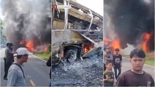 Autobuzul de pasageri s-a ciocnit frontal cu un camion cisternă