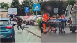 VIDEO Momentul &icirc;n care o femeie este spulberată pe o trecere de pietoni din T&acirc;rgu Jiu. Impactul a avut loc &icirc;n fața spitalului 
