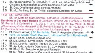 Calendar ortodox iunie 2026
