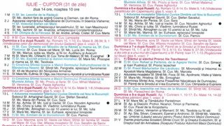 Calendar ortodox iulie 2026