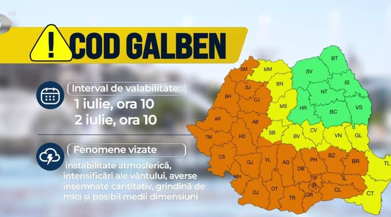 Coduri de vreme extremă în București și în mai multe zone ale României