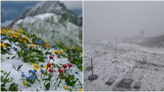 VIDEO Ninsoare &icirc;n plină vară pe V&acirc;rful Omu