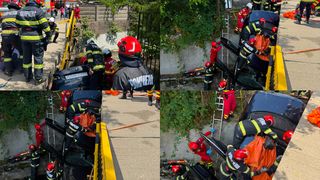 FOTO O mașină a căzut &icirc;n r&acirc;u, &icirc;n Baia Sprie. Două persoane au ajuns la spital, &icirc;n urma unui accident rutier grav 