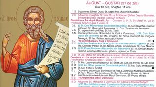 Ce sărbătoare este &icirc;n Calendarul ortodox pe 14 august 2026, &icirc;n ajunul Adormirii Maicii Domnului?