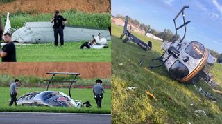 VIDEO Coliziune &icirc;n aer &icirc;ntre un elicopter al poliției și un avion Cessna de mici dimensiuni