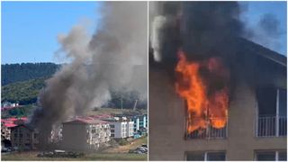 VIDEO Incendiu de proporții &icirc;n Cluj! Pompierii intervin de urgență la o clădire din Florești