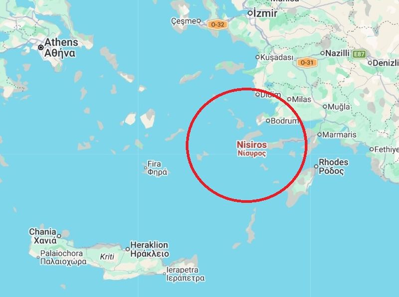 Insula Nisyros se află în apropiere de țărmul Turciei